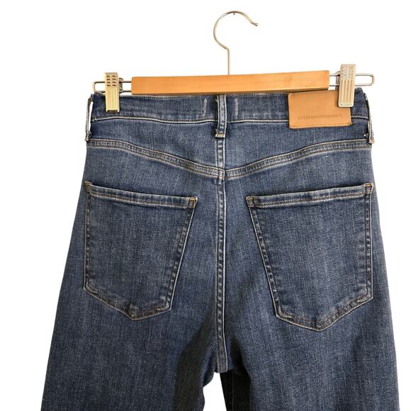Citizens of Humanity Isola Mid Rise Cropped Boot Jeans Size 24 Dark Wash Raw Hem - Picture 4 of 10